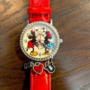 Disney Mickey minnie kissing i love you charm watc